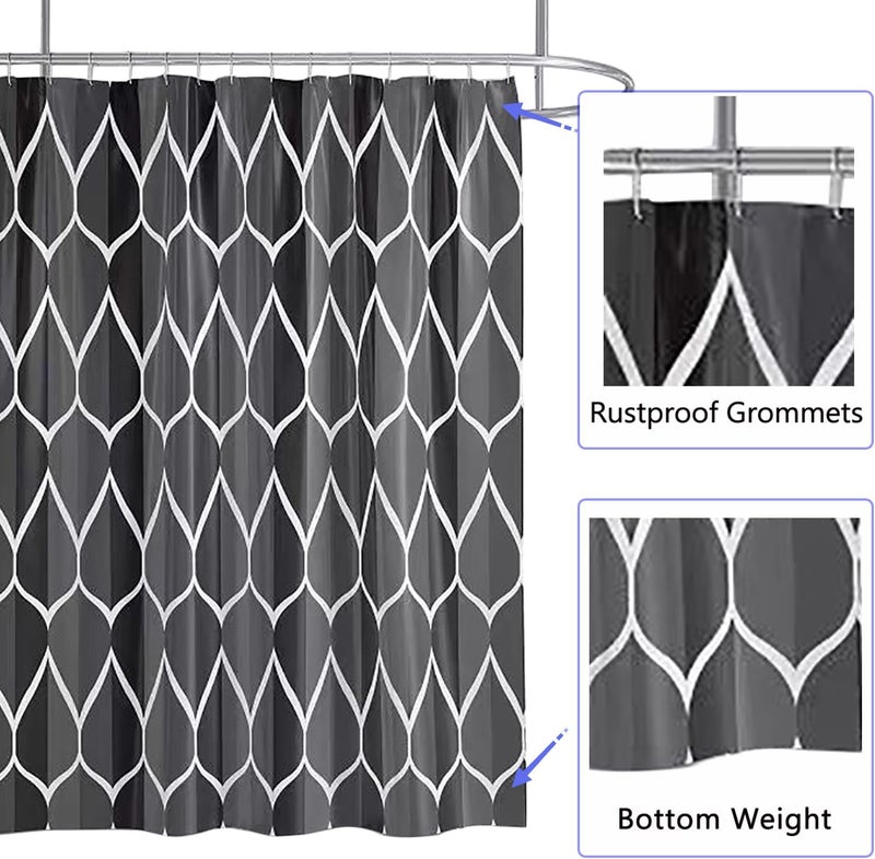 LLSCL Fabric Shower Curtain Liner with Magnets, Black Grid Waterproof Hotel Quality, 72 x 72 Machine Washable - Image 2
